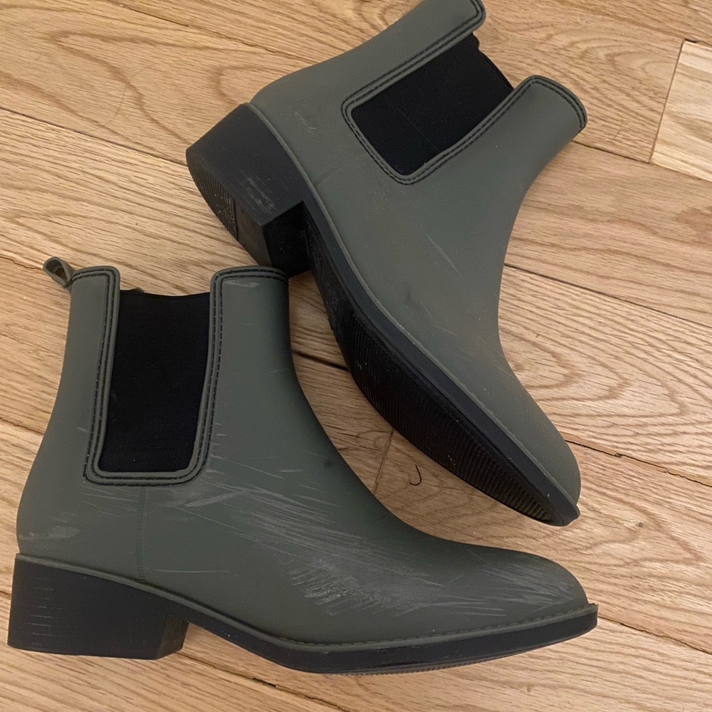 J Crew hunter green rain boots